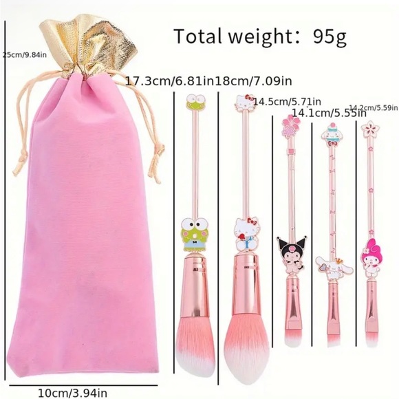 Other - NWT 5pcs Hello Kitty Makeup Brush Set